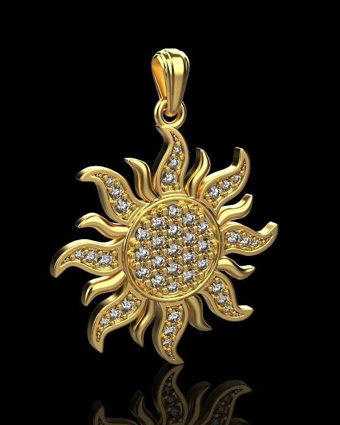 18kt gold sun pendant diamonds unisex woman gift made in italy fashion precious bright engagement bride anniversary birthday