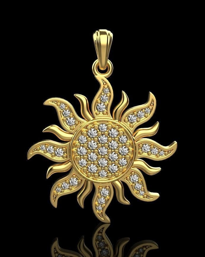 18kt gold sun pendant diamonds unisex woman gift made in italy fashion precious bright engagement bride anniversary birthday