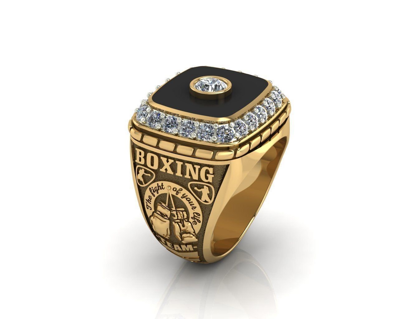 boxing sport ring 18kt 14kt gold silver man unisex gift made in italy boxing crests details sport details