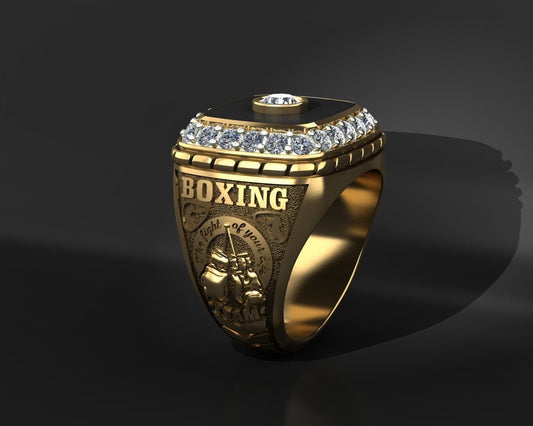 boxing sport ring 18kt 14kt gold silver man unisex gift made in italy boxing crests details sport details