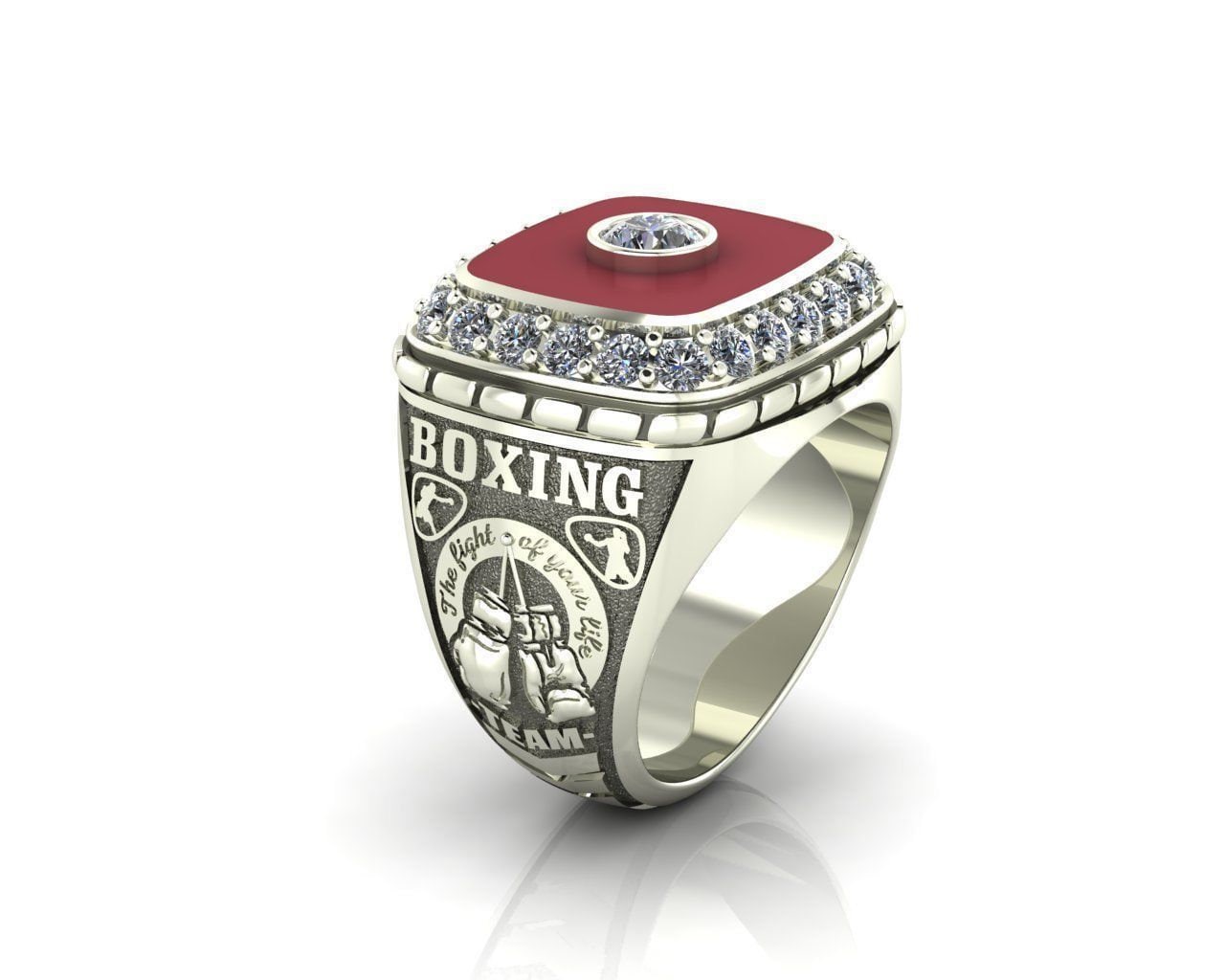 boxing sport ring 18kt 14kt gold silver man unisex gift made in italy boxing crests details sport details