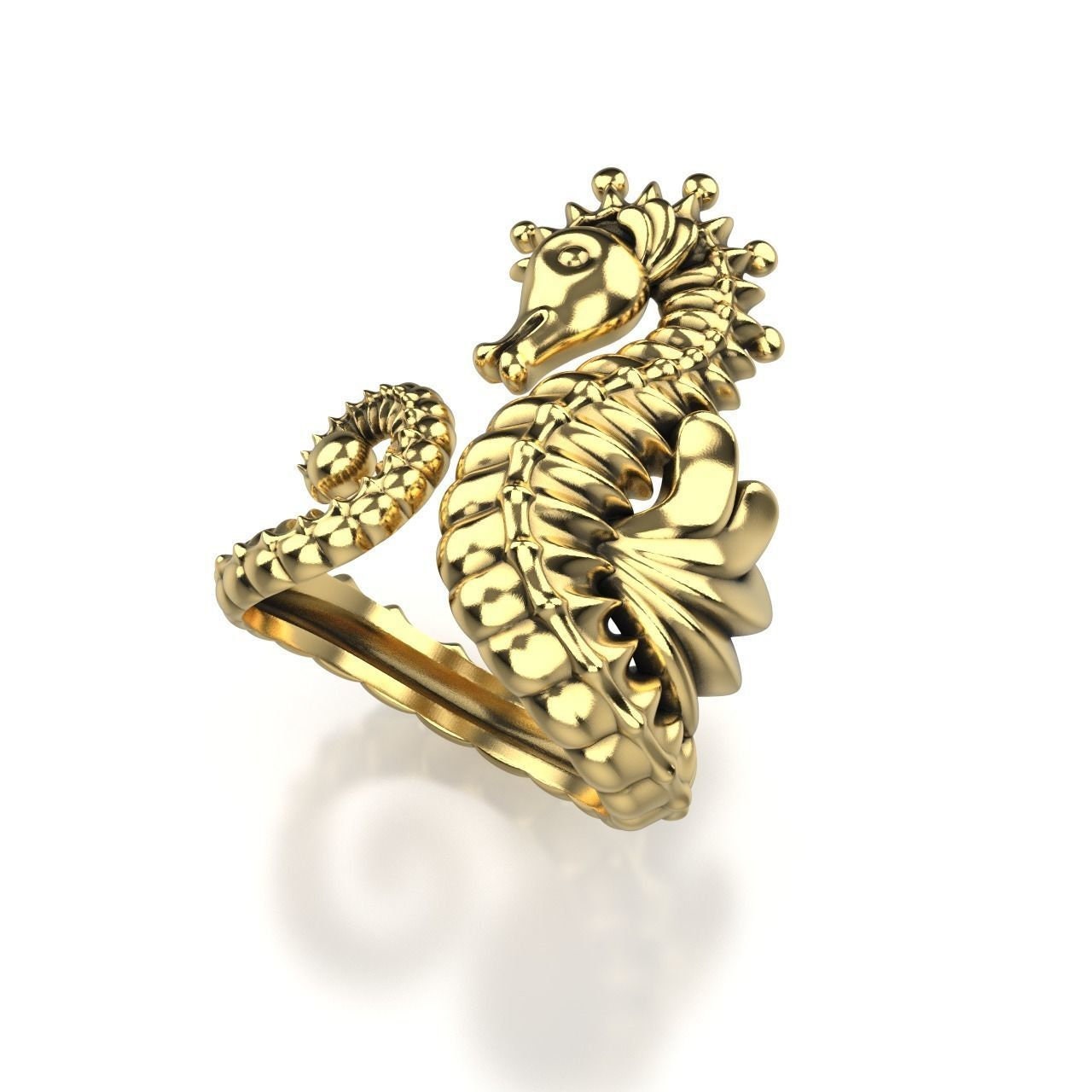 unisex ocean seahorse ring silver gold 18kt 14kt made in italy boys birthday gift