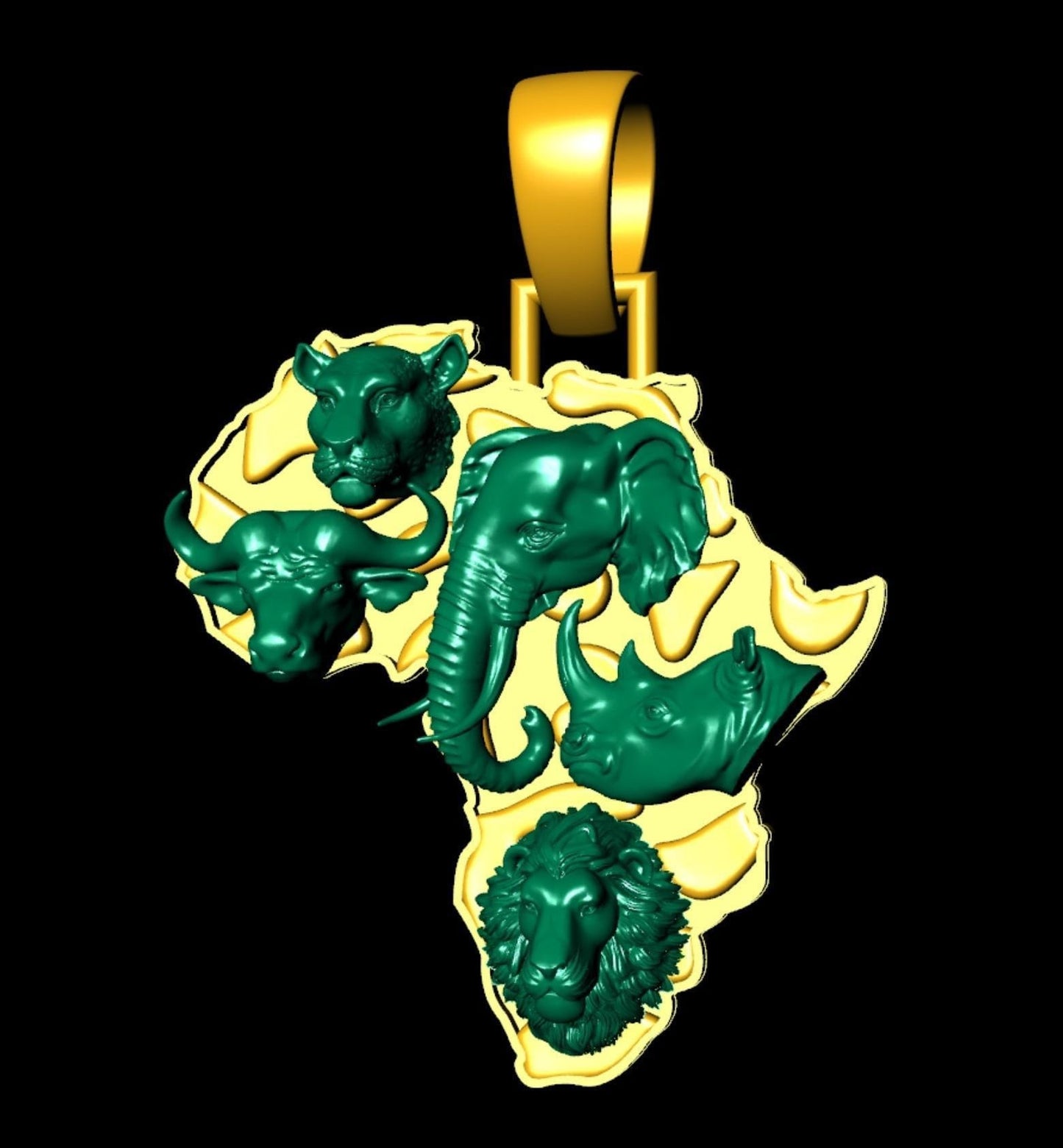 pendant jungle africa animalier silver gold 14kt 18kt design lion leopard elephant rhinoceros gift unisex man made in italy