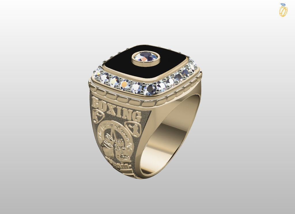 boxing sport ring 18kt 14kt gold silver man unisex gift made in italy boxing crests details sport details