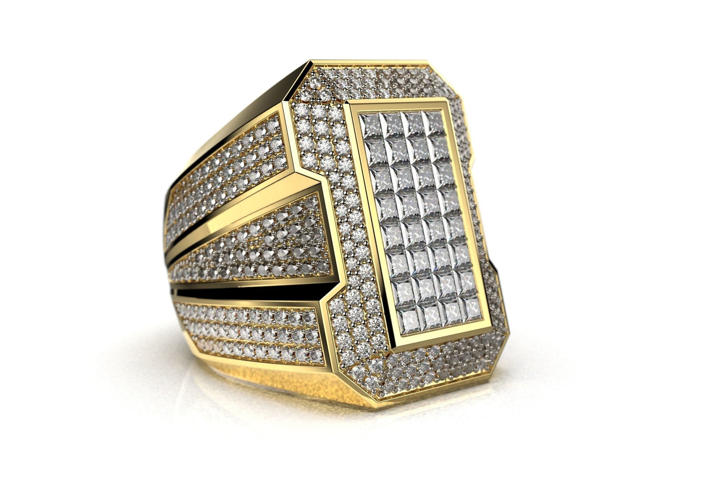 ring deco geometric gold 14kt 18kt diamonds man unisex made in italy gift anniversary engagement wedding luxury bright brilliant