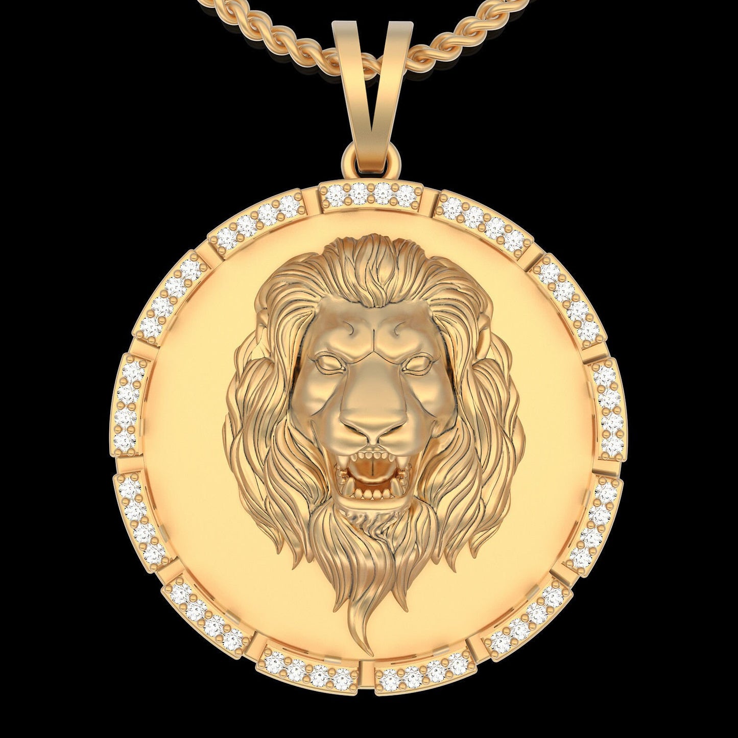 lion pendant silver gold 14kt 18kt diamonds zircons design man unisex gift anniversary birthday king savanna hunting made in italy