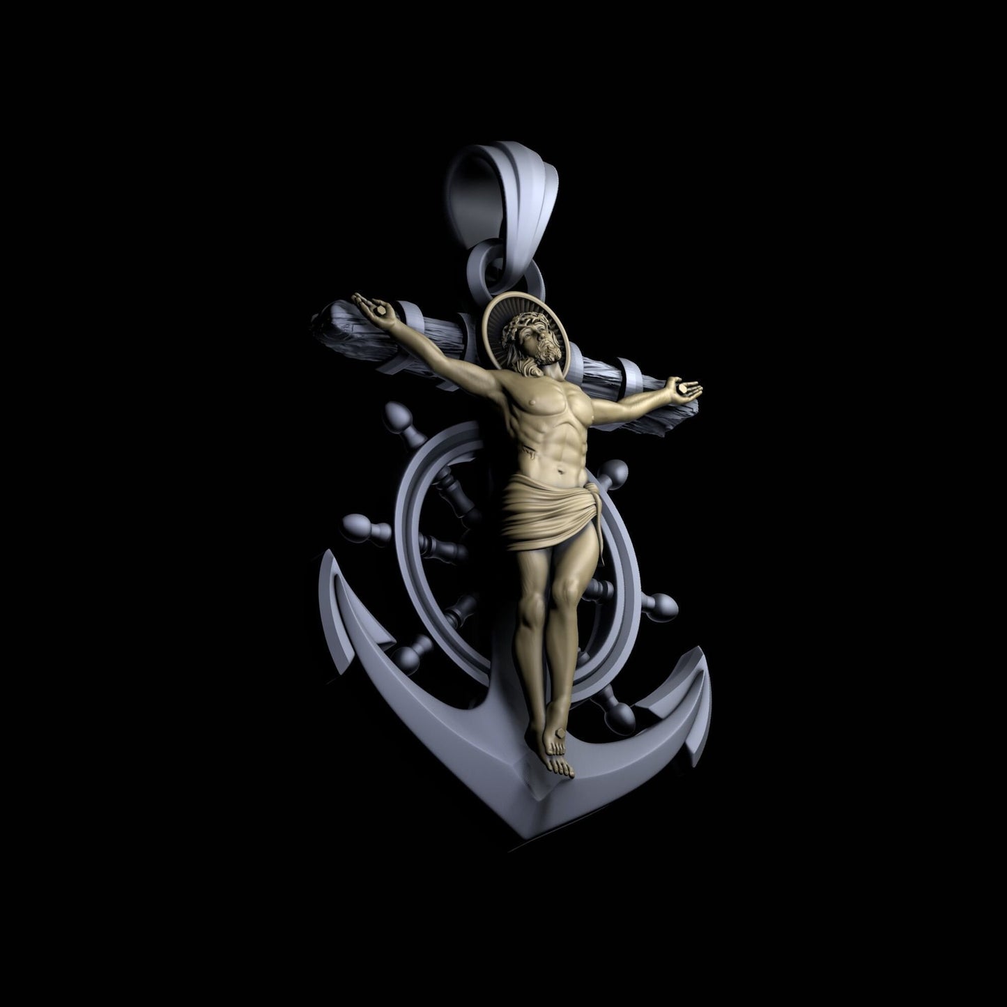 pendant jesus anchor sailor ocean gold silver gift man unisex birthday made in italy boys woman art luxury preciousness