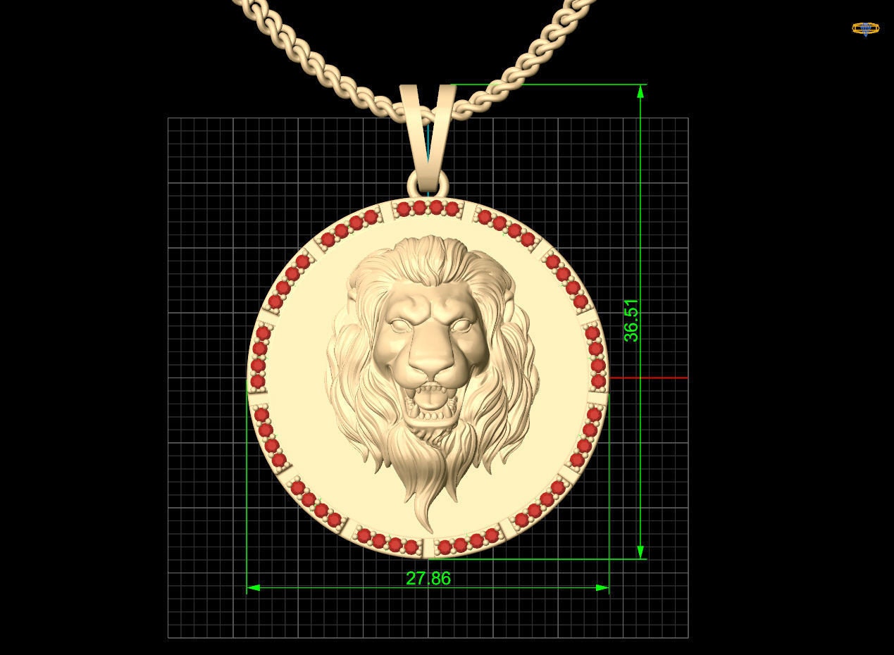 lion pendant silver gold 14kt 18kt diamonds zircons design man unisex gift anniversary birthday king savanna hunting made in italy