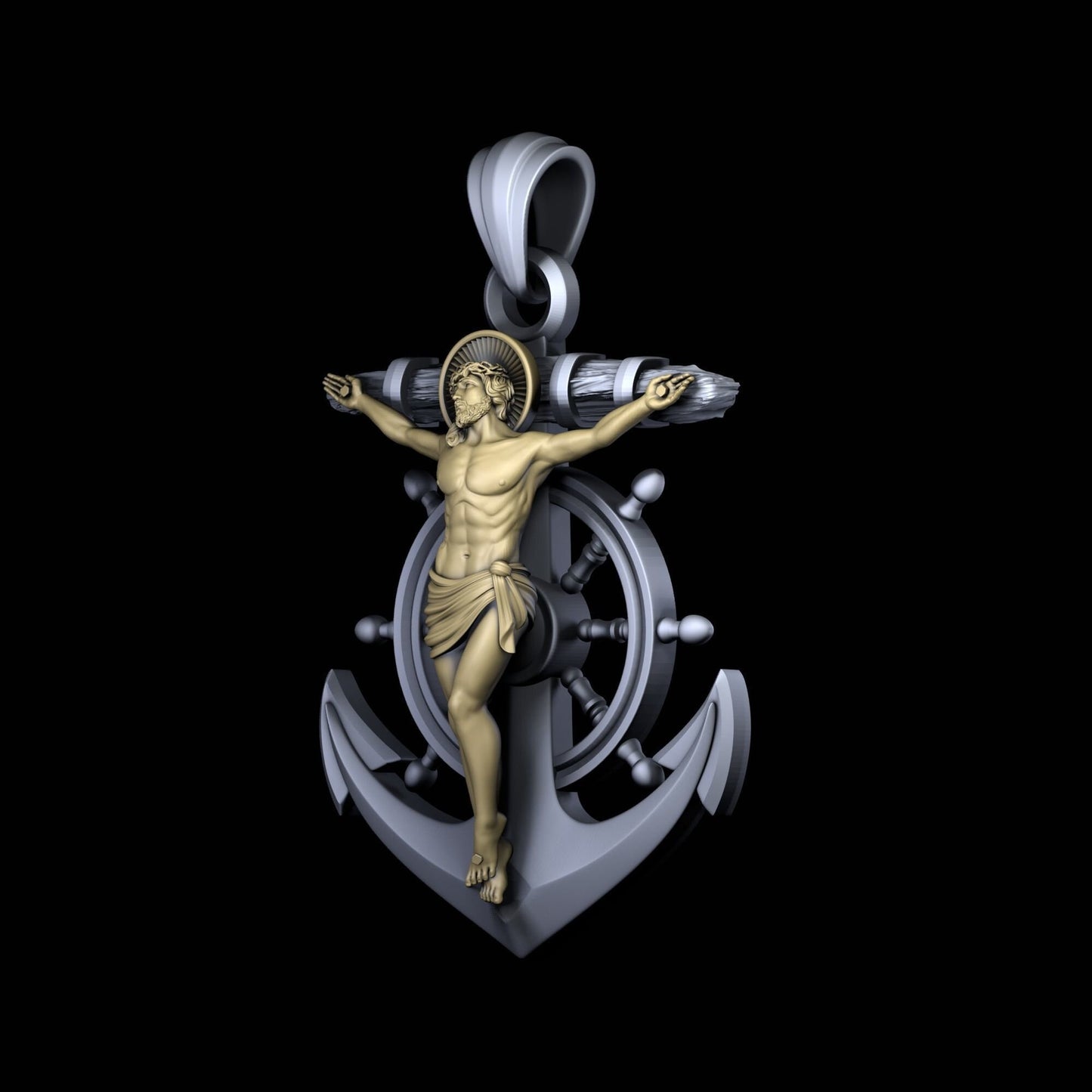 pendant jesus anchor sailor ocean gold silver gift man unisex birthday made in italy boys woman art luxury preciousness