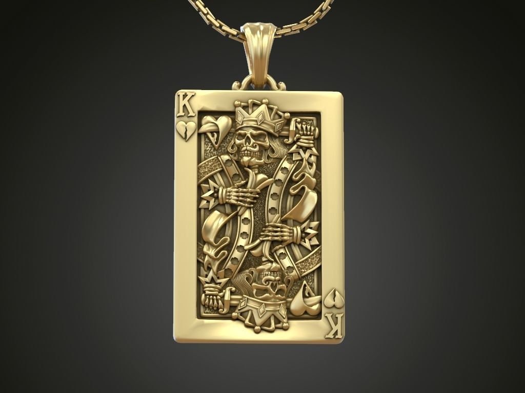 pendant RE poker playing card horror silver gold 14kt 18kt unisex gift symbol made in italy man birthday anniversary