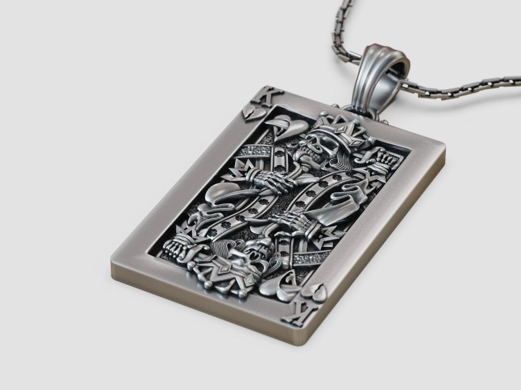 pendant RE poker playing card horror silver gold 14kt 18kt unisex gift symbol made in italy man birthday anniversary