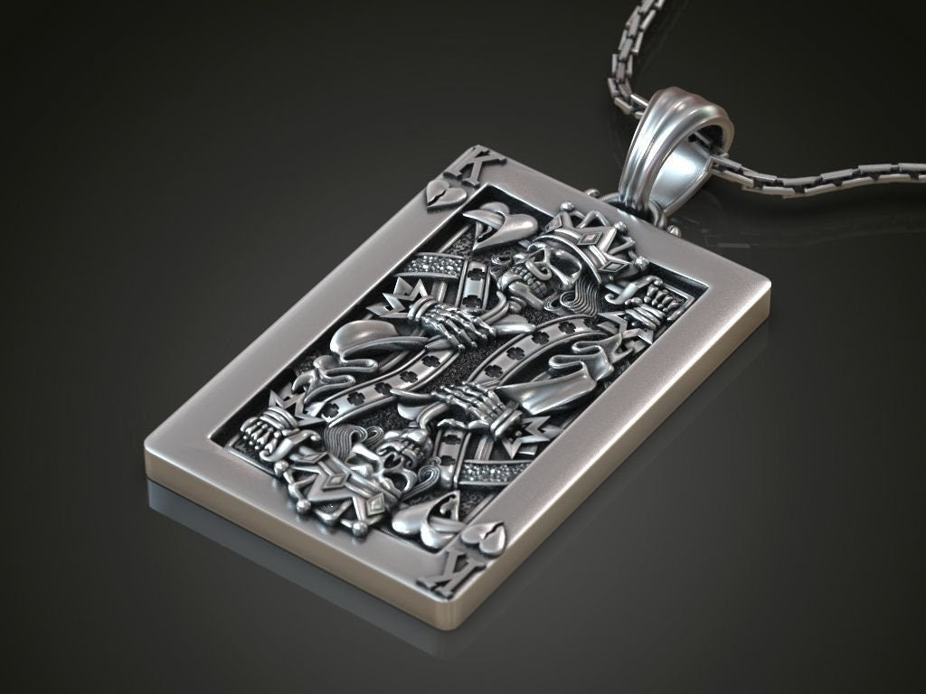 pendant RE poker playing card horror silver gold 14kt 18kt unisex gift symbol made in italy man birthday anniversary