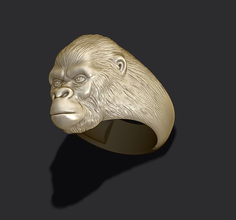 14kt 18kt gold silver gorilla ring design africa forest unisex man animalier gift birthday nature made in italy