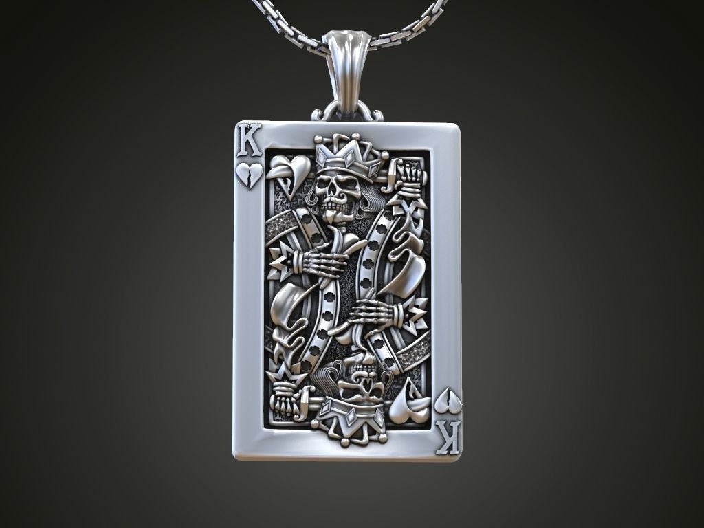 pendant RE poker playing card horror silver gold 14kt 18kt unisex gift symbol made in italy man birthday anniversary