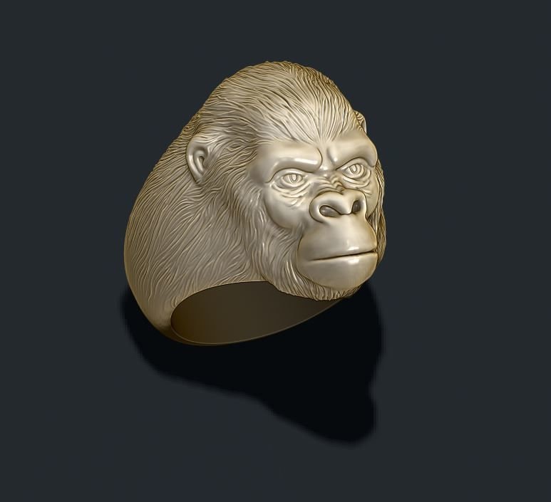 14kt 18kt gold silver gorilla ring design africa forest unisex man animalier gift birthday nature made in italy