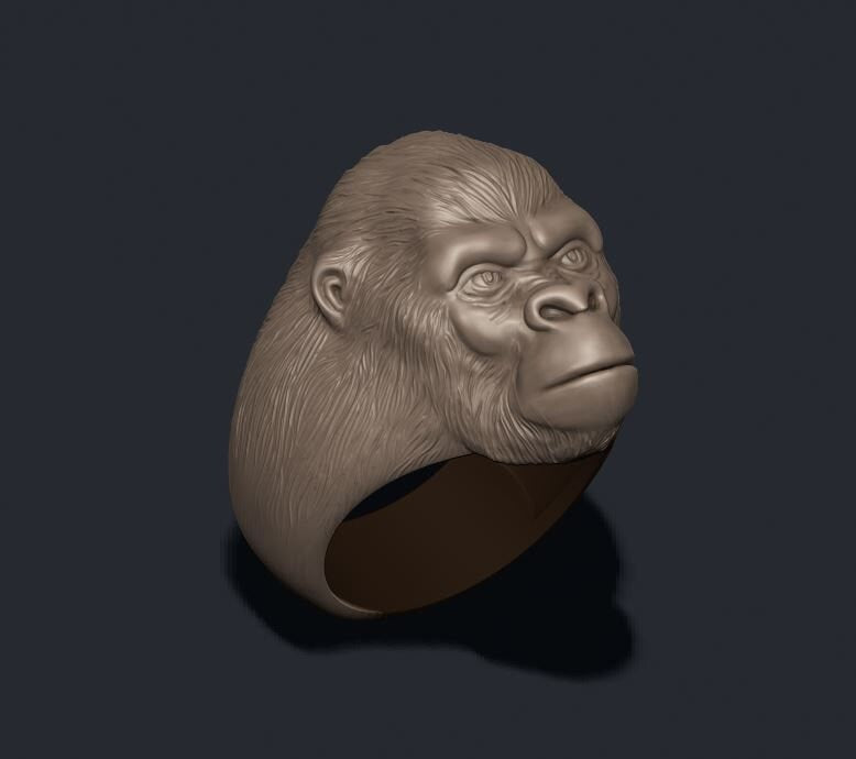 14kt 18kt gold silver gorilla ring design africa forest unisex man animalier gift birthday nature made in italy